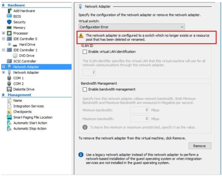 Hyper-V Failed to Change State 