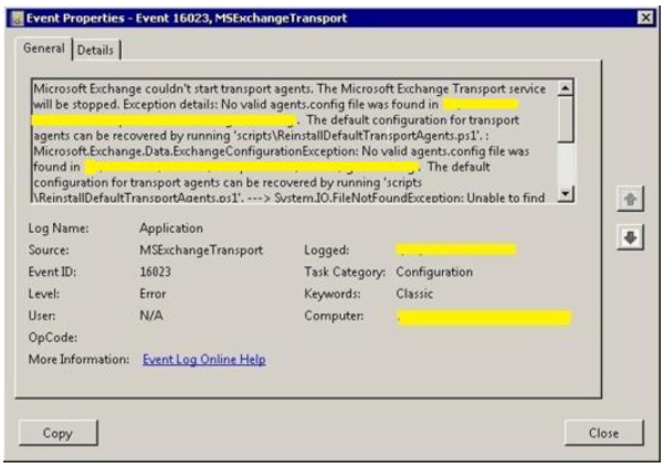 Exchange Transport Service Keeps Stopping 