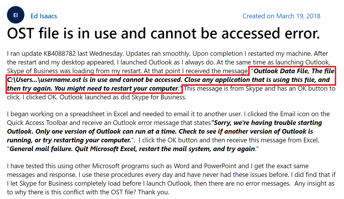 OST File is in Use and Cannot Be Accessed