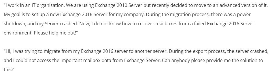 User Query Related To Recover Mailbox Exchange 2016