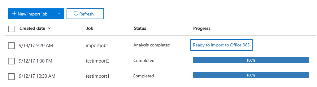 click on Ready to import to Office 365