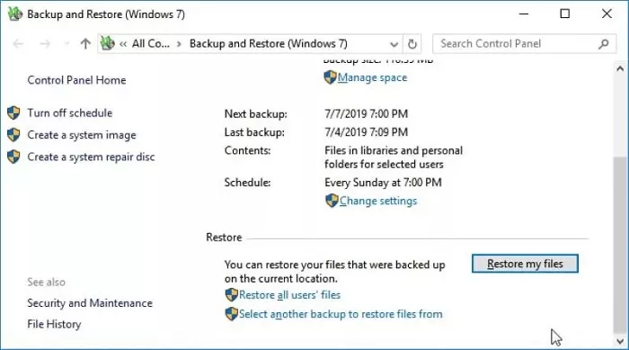 restore my files