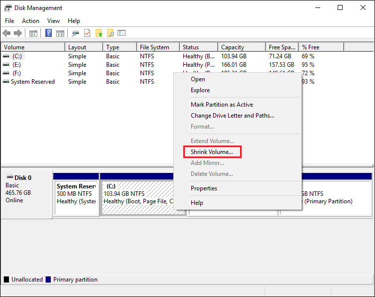Shrink Volume