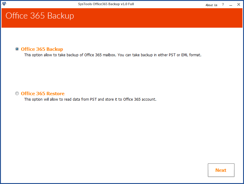 click on Office 365 Backup option