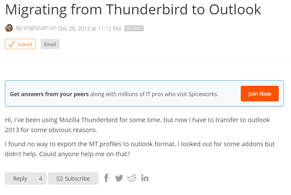 export thunderbird emails query