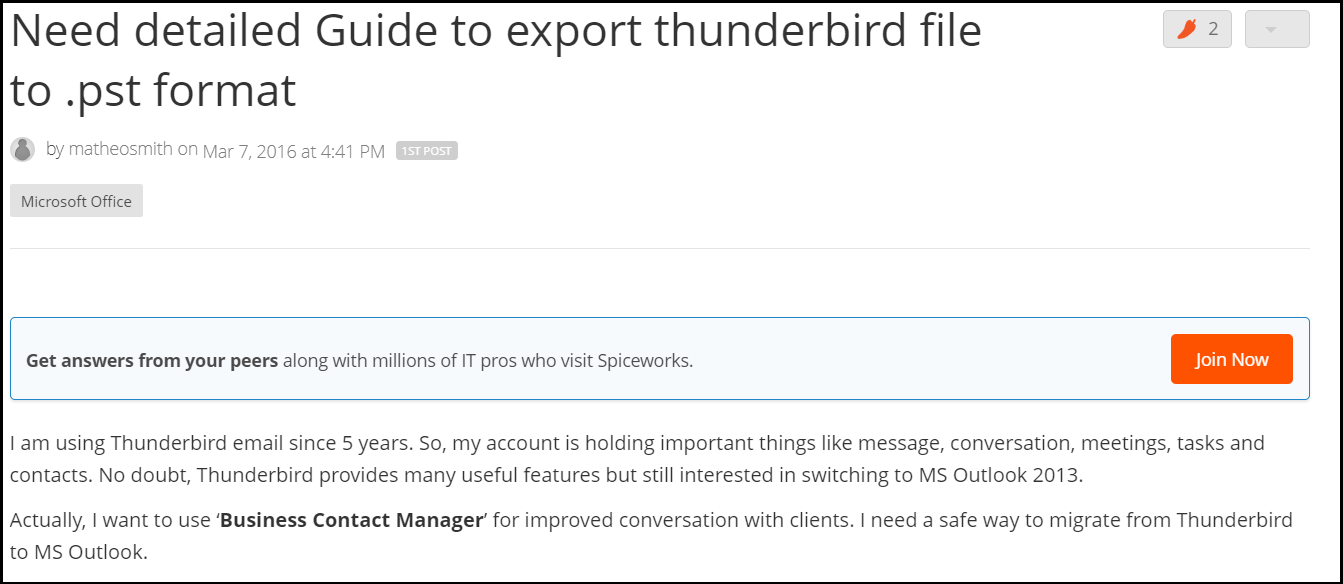 migrate thunderbird emails query