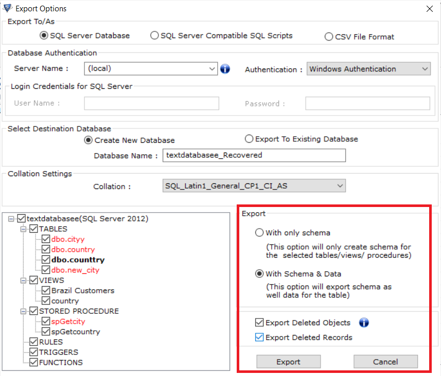 Click-on-export
