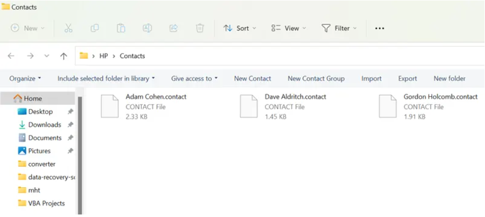 VCF contacts are now moved