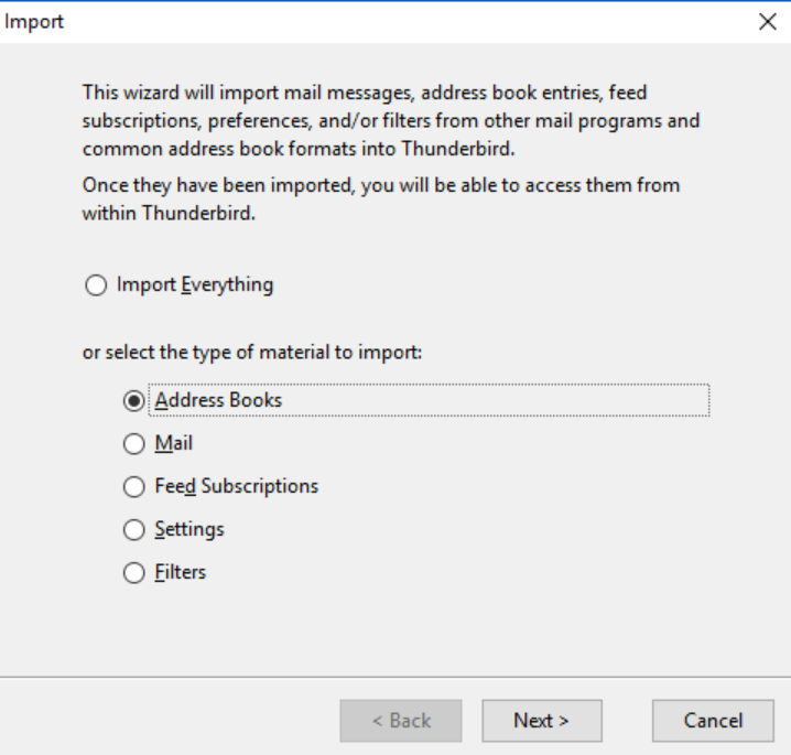 select address book option