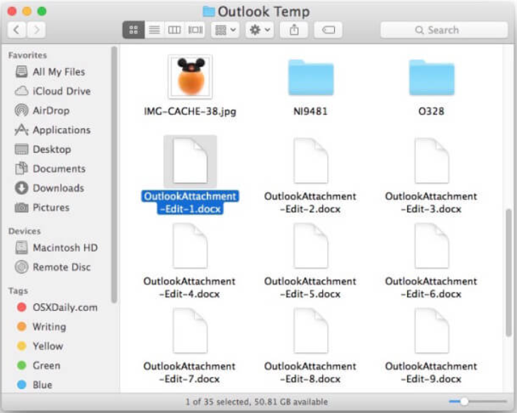  find outlook temp files on mac