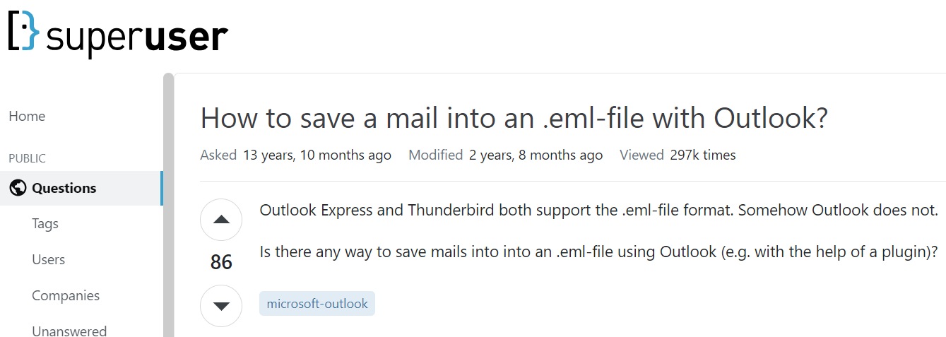export outlook email to eml file