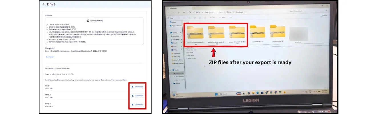 Google Takeout Working