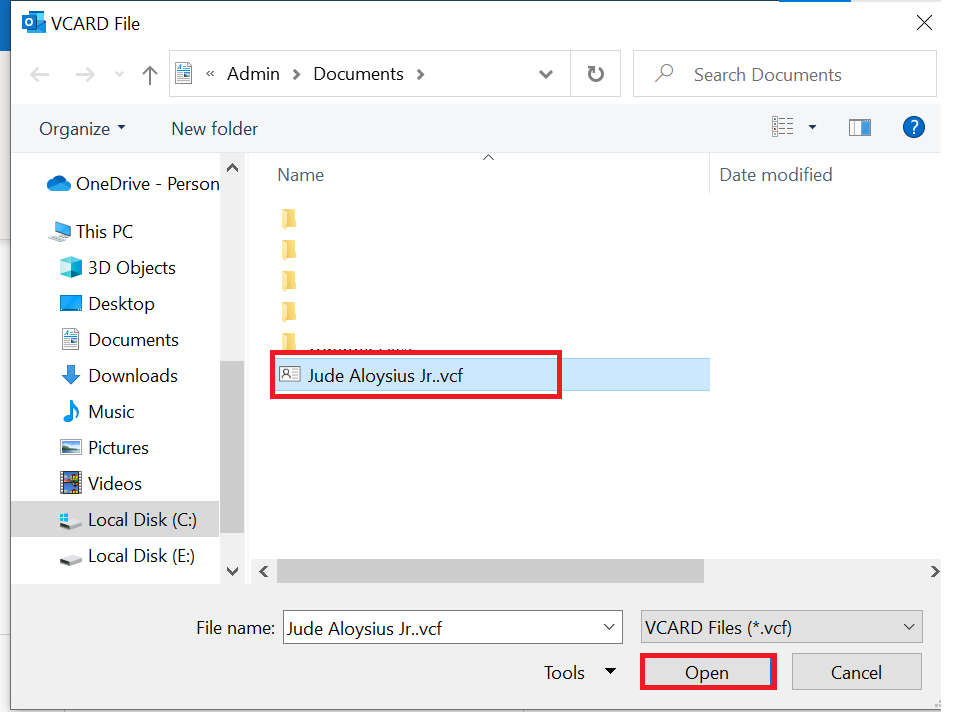 convert vcf to pst