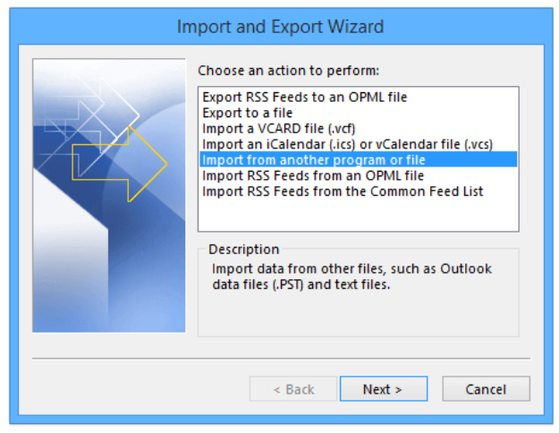 Import from another program or file