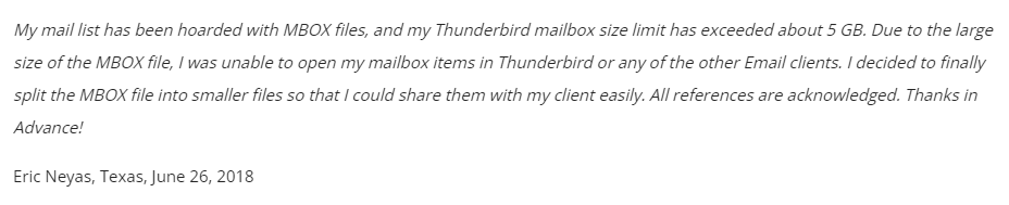 user query related to Split MBOX File Into Smaller Files