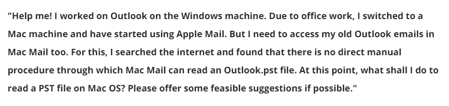 User query related to import outlook data file to mac mail