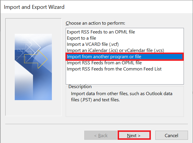 Import PST File into Outlook