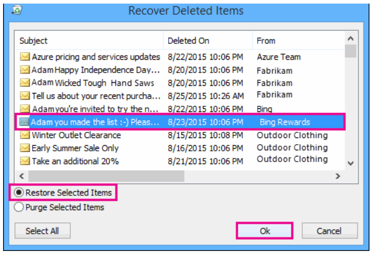 recover deleted calendar from outlook 