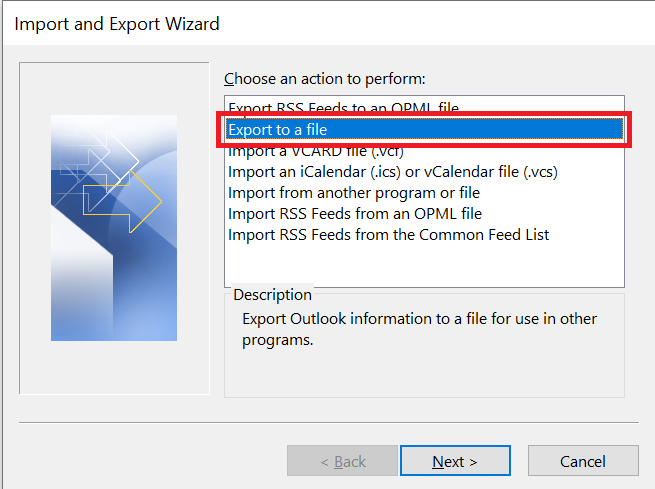 choose export to a file