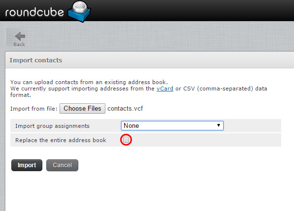 export contacts from Roundcube webmail to Outlook 