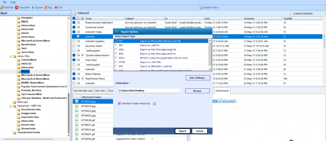 Select CSV as the output file format