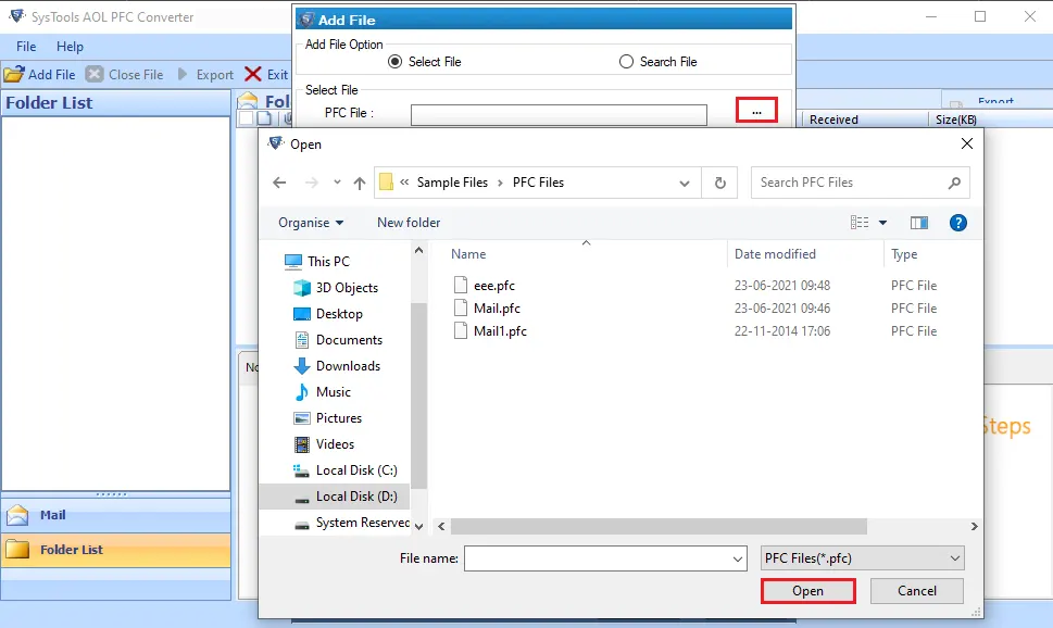 open pfc files