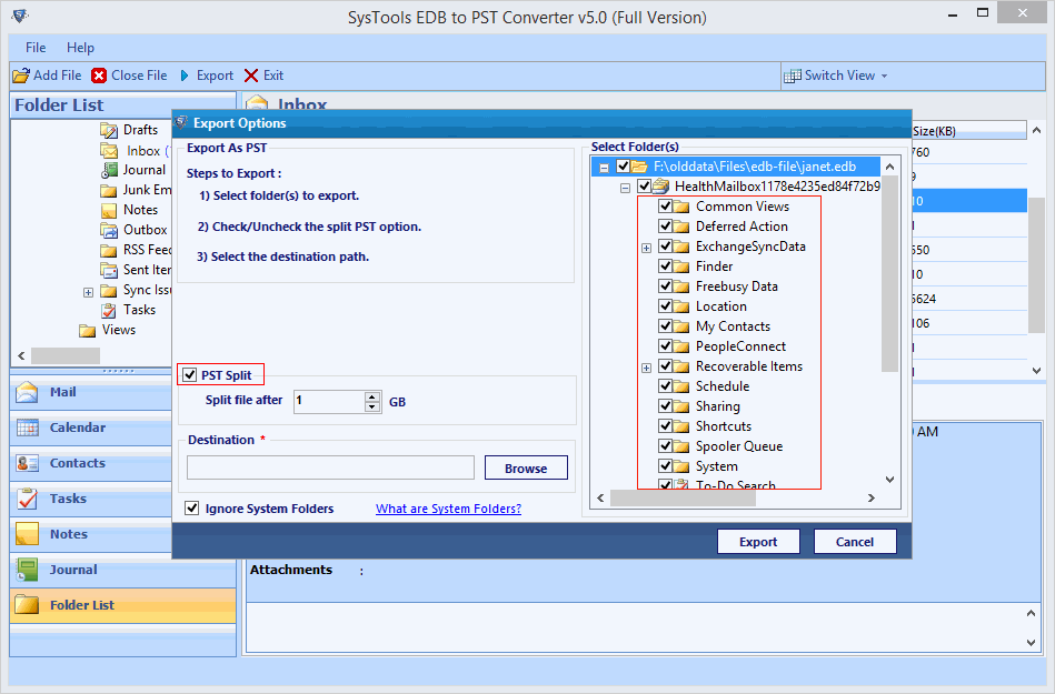 export-into-pst