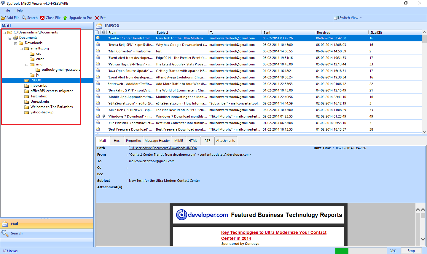 Preview MBOX Emails