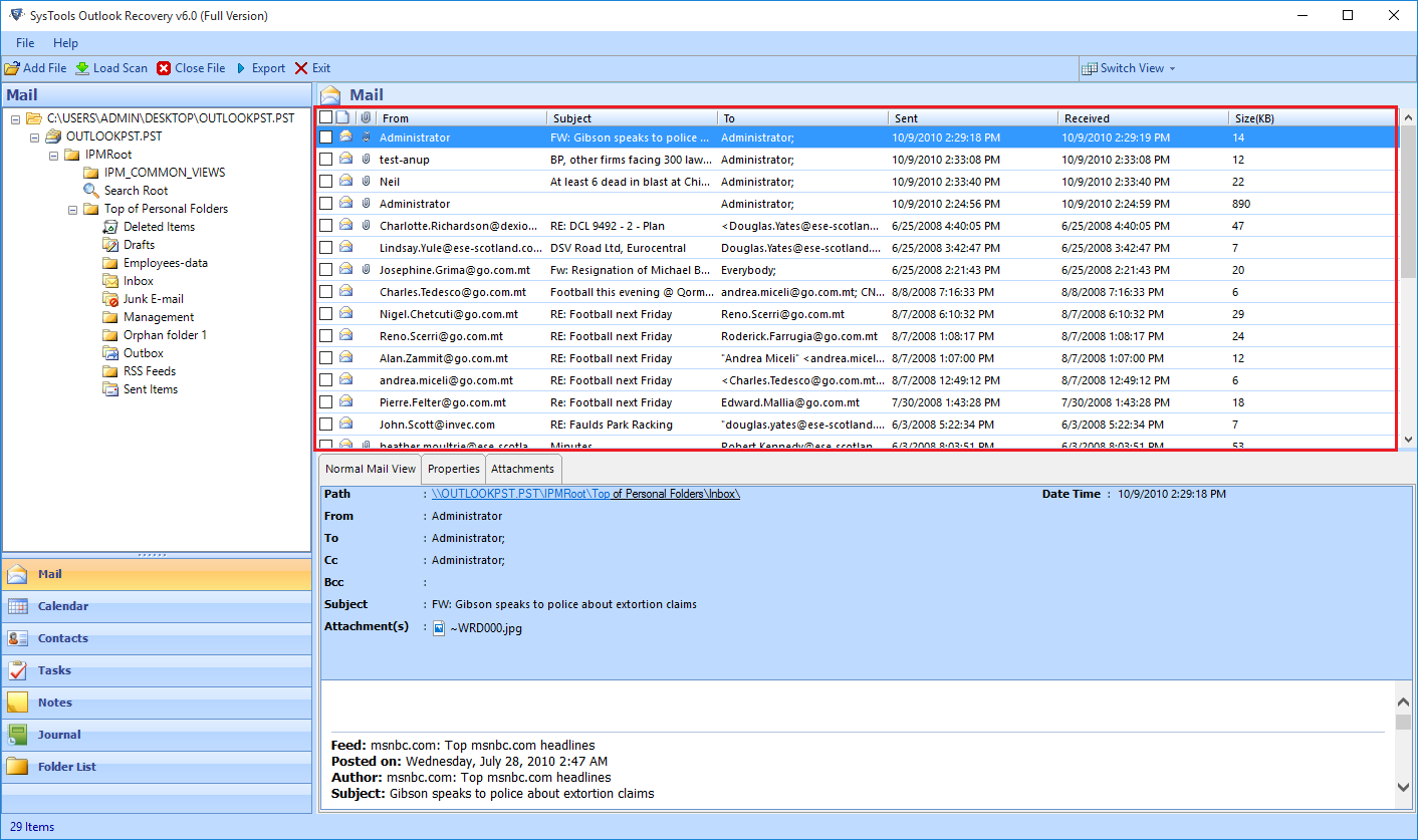 Merge Multiple MAB file into PST