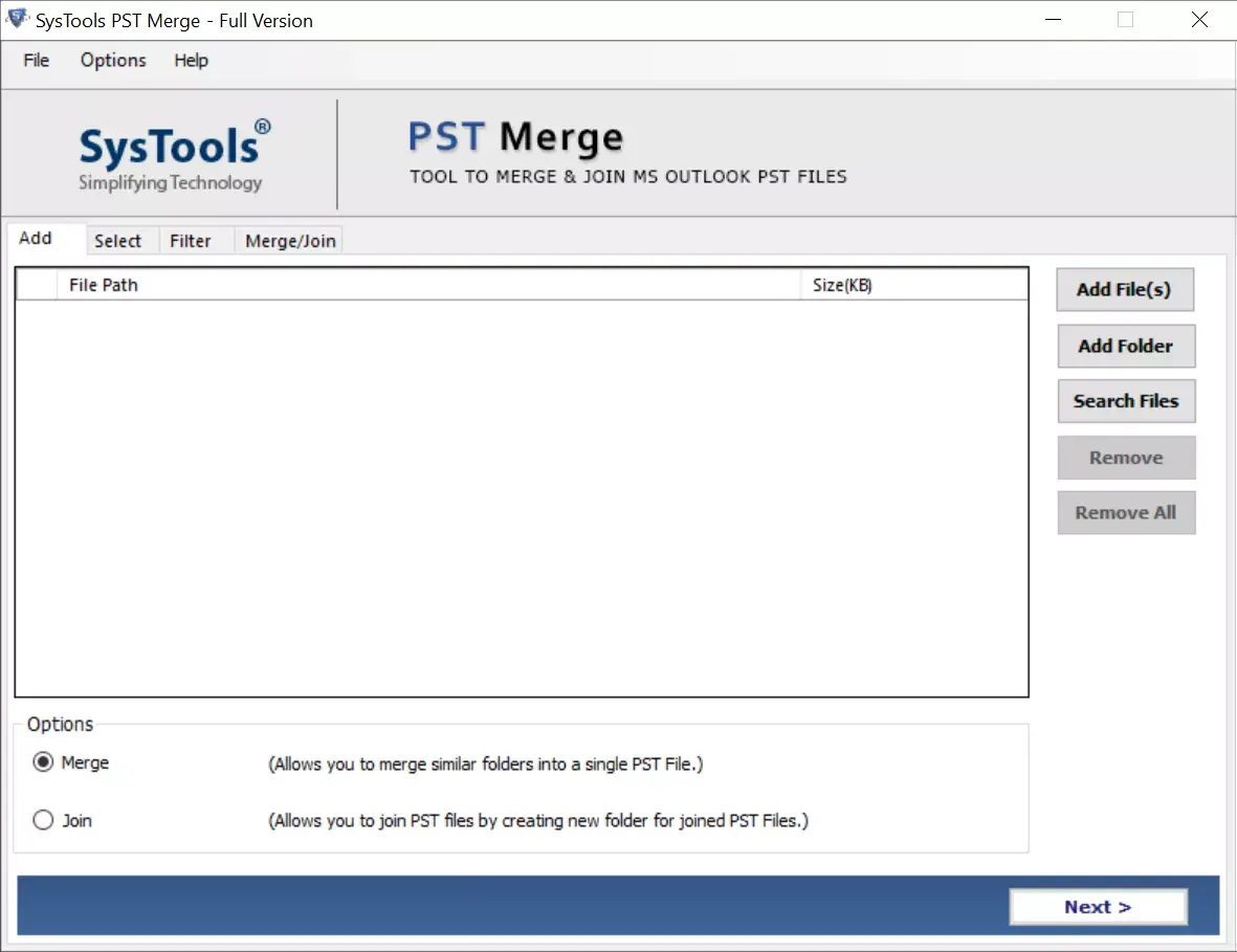 merge different pst files