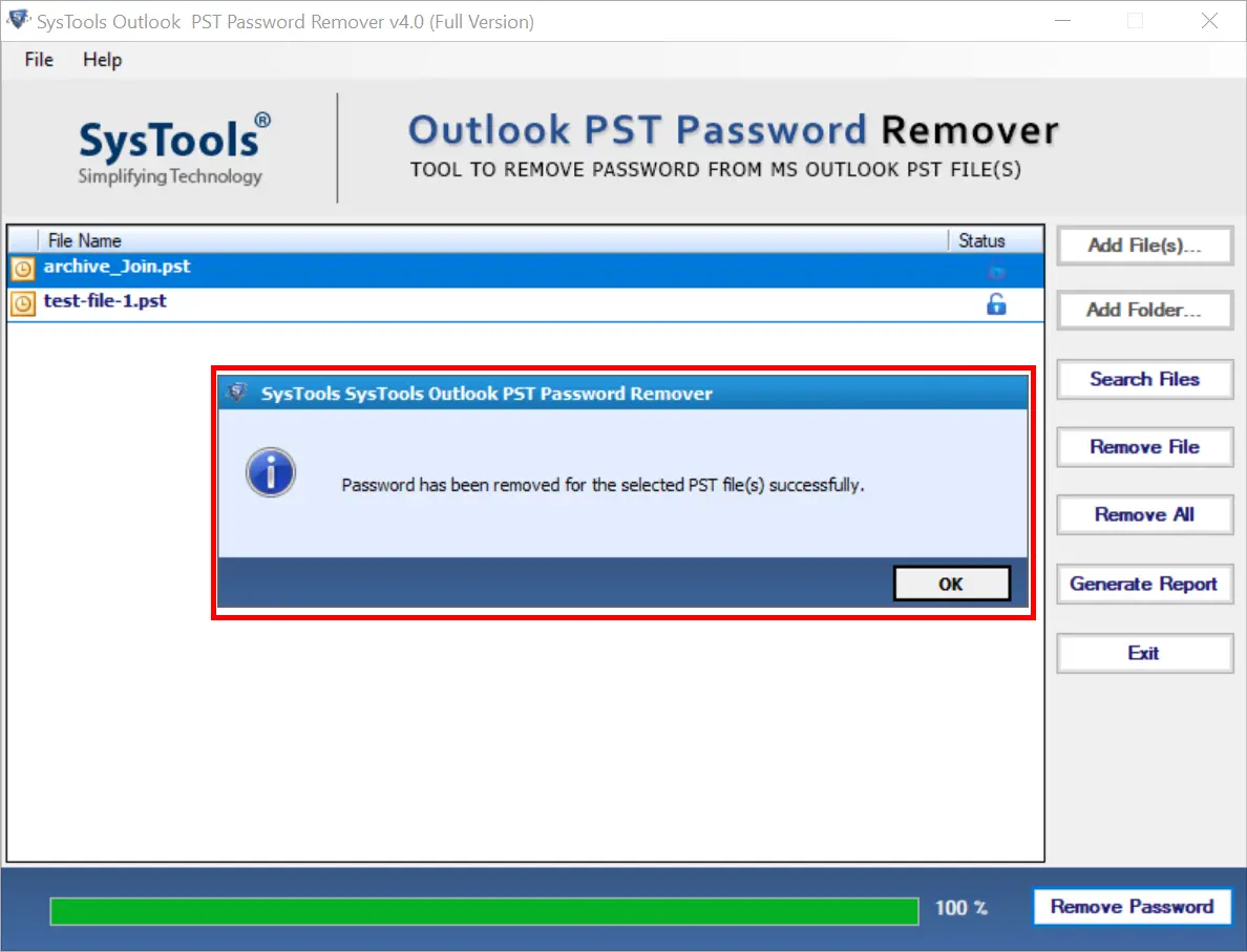 outlook pst status