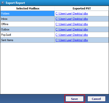 save export report of conversion process